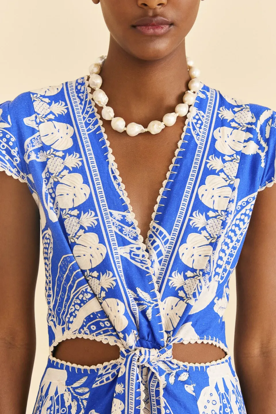 FARM Rio Blue Lace Banana Midi Dress Hot
