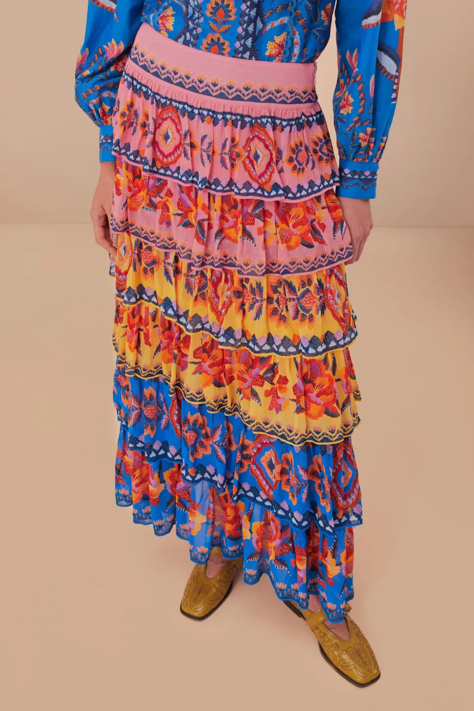 FARM Rio Blue Lucy Floral Ainika Maxi Skirt Best