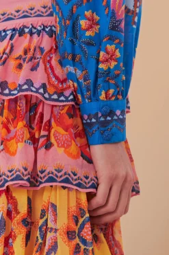 FARM Rio Blue Lucy Floral Tapestry Blouse