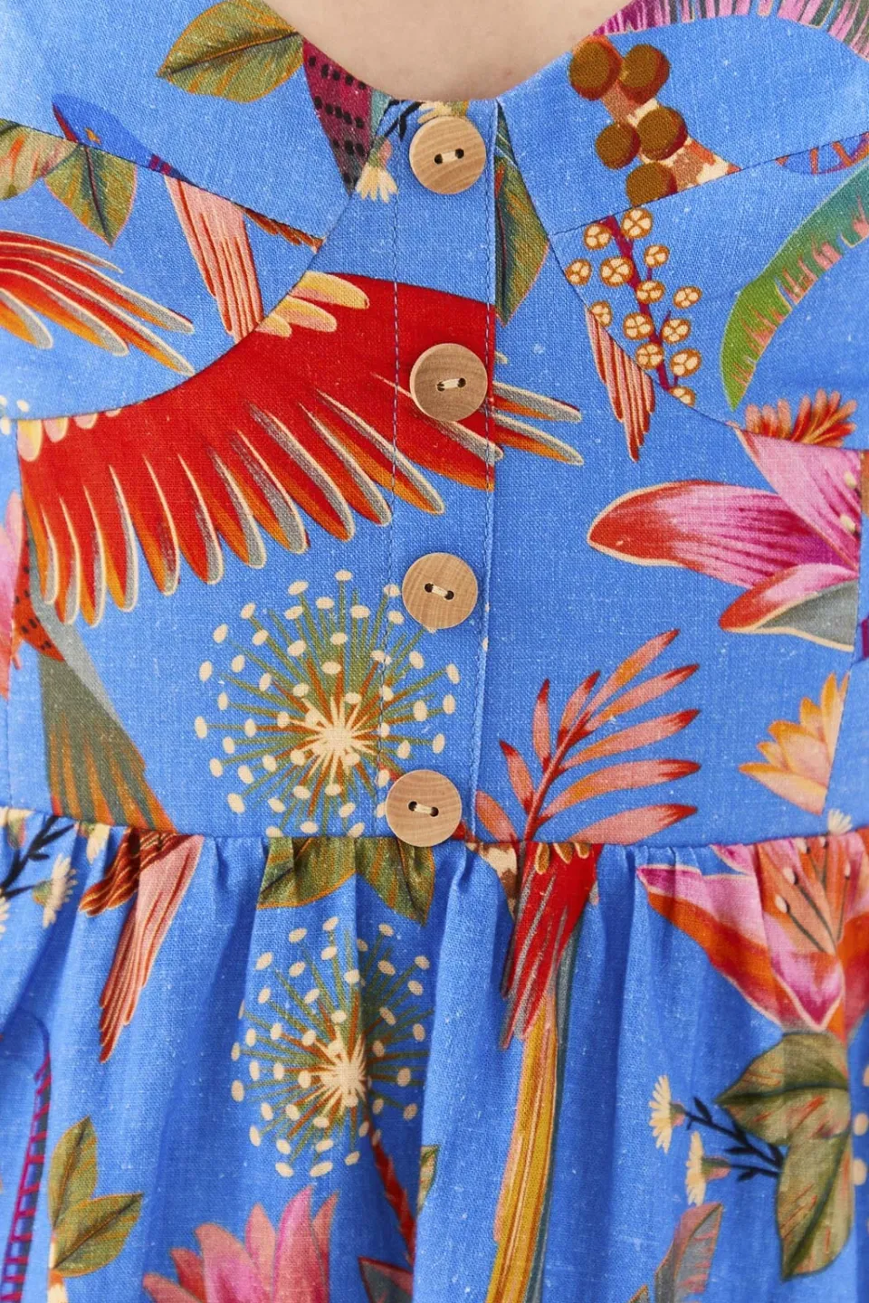 FARM Rio Blue Macaw Party Layered Mini Dress New