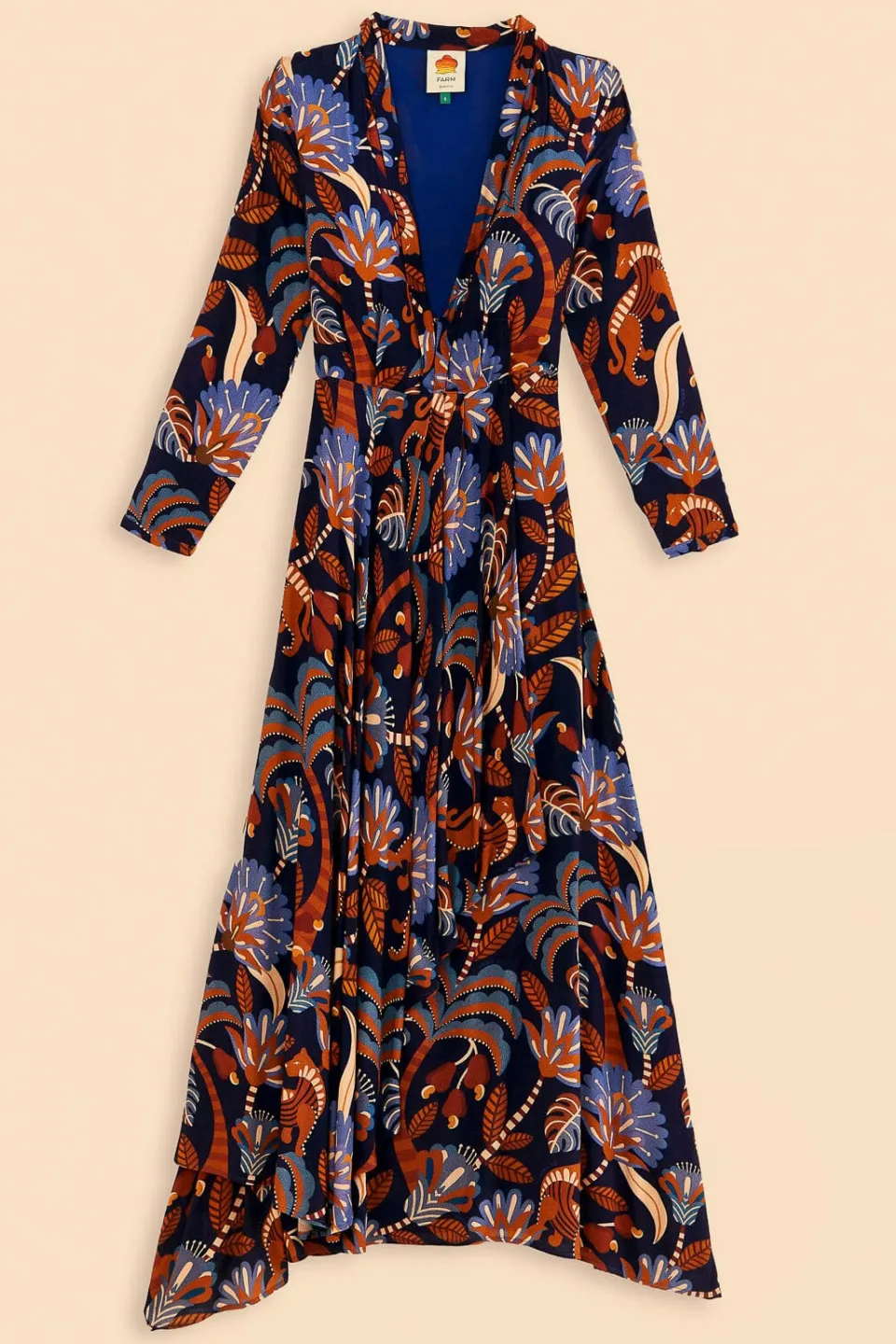 FARM Rio Blue Nature Beauty Long Sleeve Maxi Dress Best