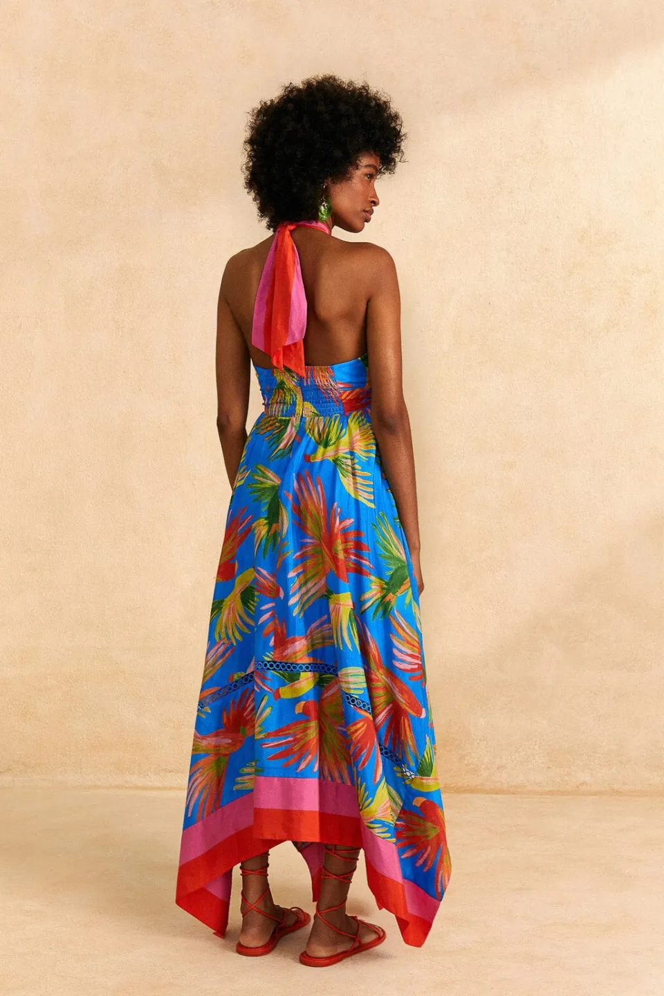FARM Rio Blue Painted Birds Maxi Dress Hot