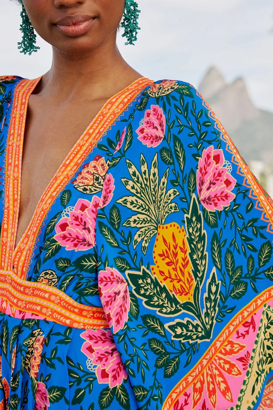 FARM Rio Blue Pineapple Garden Kaftan Maxi Dress Discount