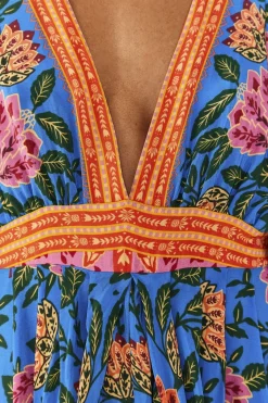 FARM Rio Blue Pineapple Garden Kaftan Maxi Dress Discount