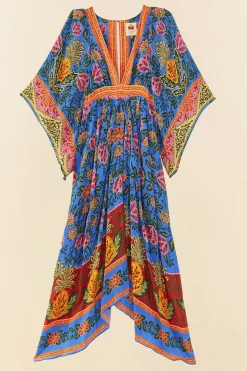 FARM Rio Blue Pineapple Garden Kaftan Maxi Dress Discount