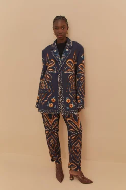 FARM Rio Blue Pineapple Ikat Blazer