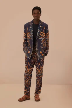 FARM Rio Blue Pineapple Ikat Blazer