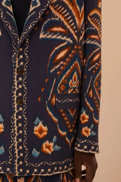 FARM Rio Blue Pineapple Ikat Blazer