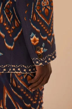 FARM Rio Blue Pineapple Ikat Blazer
