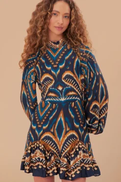 FARM Rio Blue Pineapple Ikat LENZING™ ECOVERO™ Viscose Mini Dress Best