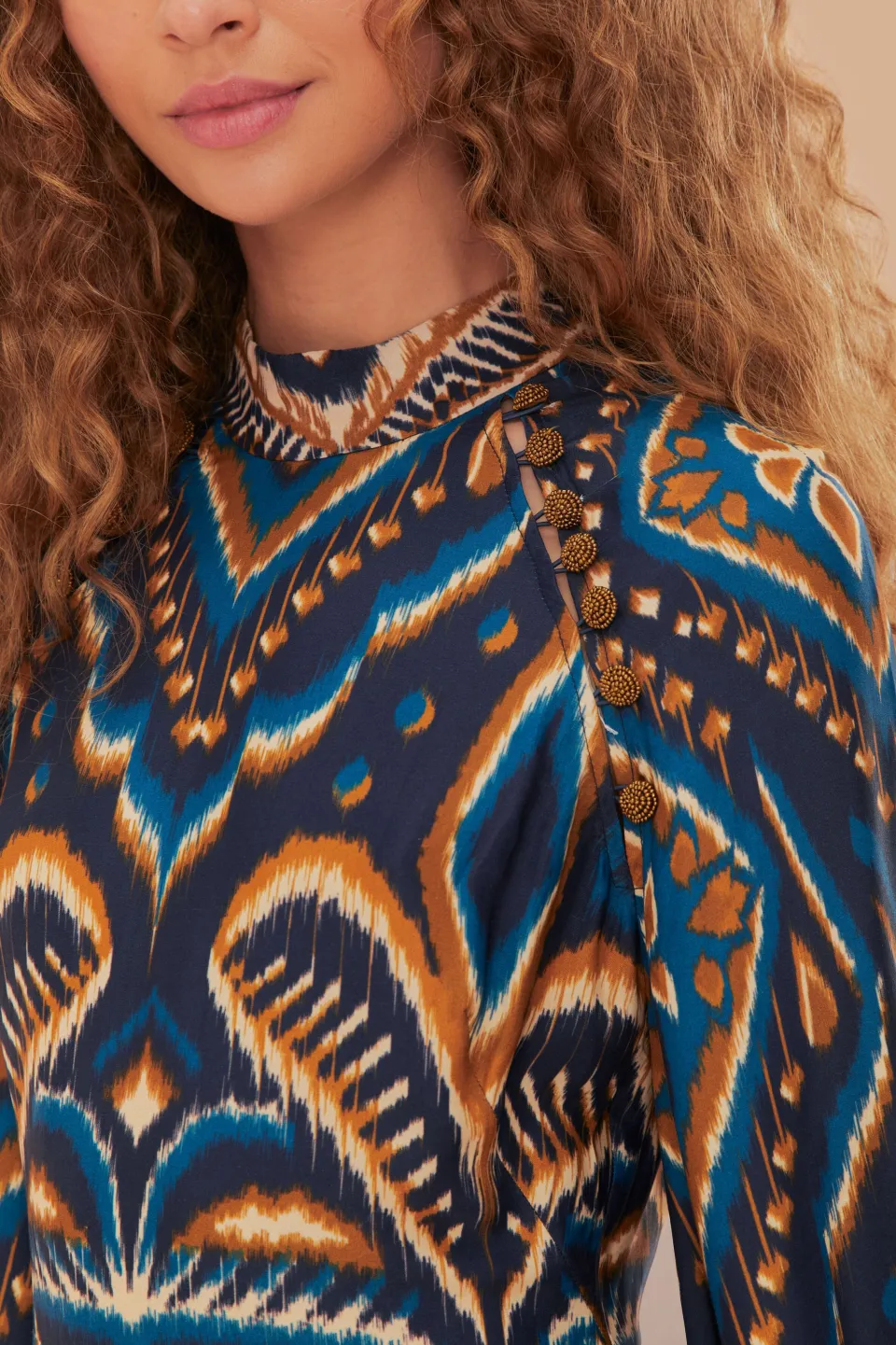 FARM Rio Blue Pineapple Ikat LENZING™ ECOVERO™ Viscose Mini Dress Best