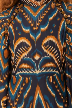 FARM Rio Blue Pineapple Ikat LENZING™ ECOVERO™ Viscose Mini Dress Best