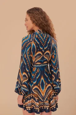 FARM Rio Blue Pineapple Ikat LENZING™ ECOVERO™ Viscose Mini Dress Best