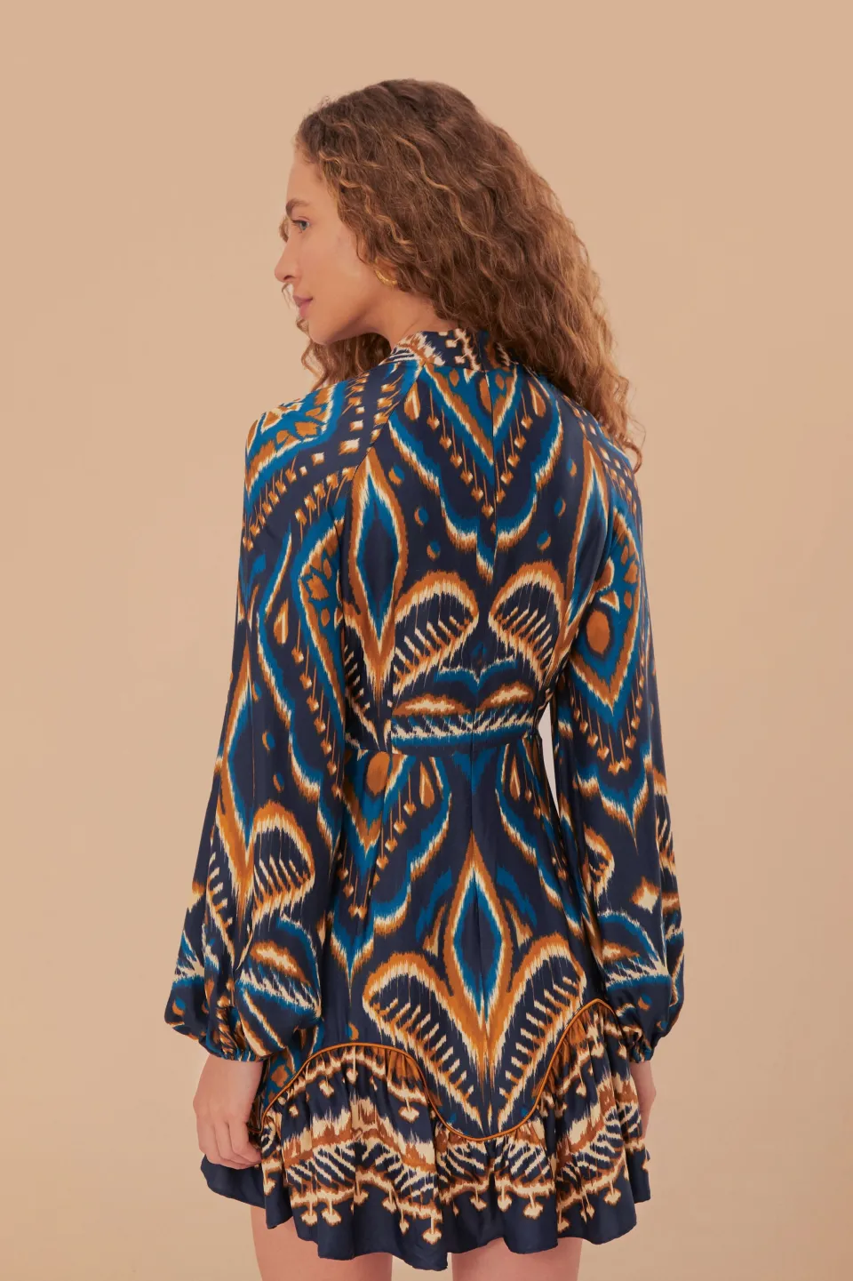 FARM Rio Blue Pineapple Ikat LENZING™ ECOVERO™ Viscose Mini Dress Best