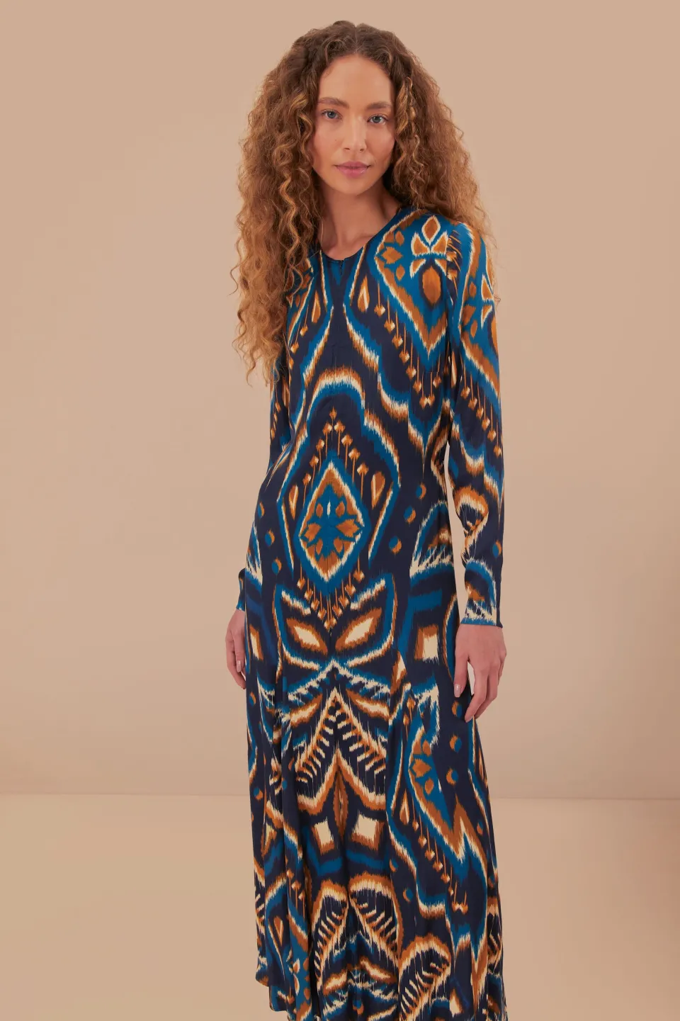 FARM Rio Blue Pineapple Ikat LENZING™ ECOVERO™ Viscose Maxi Dress Sale