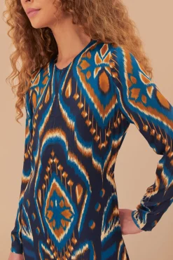 FARM Rio Blue Pineapple Ikat LENZING™ ECOVERO™ Viscose Maxi Dress Sale