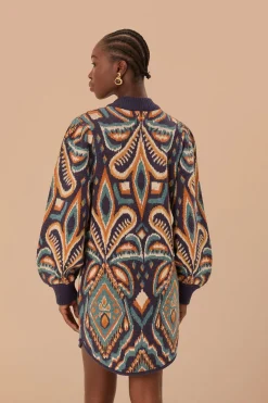 FARM Rio Blue Pineapple Ikat Sweater Dress Best