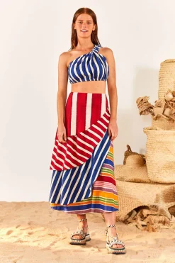 FARM Rio Blue Stripes Twisted Top Sale