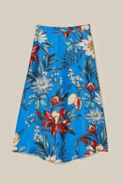 FARM Rio Blue Surreal Flowers LENZING™ ECOVERO™ Midi Skirt Best