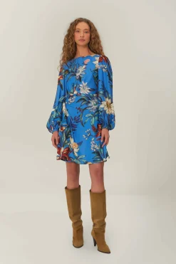 FARM Rio Blue Surreal Flowers Wrap LENZING™ ECOVERO™ Mini Dress Sale