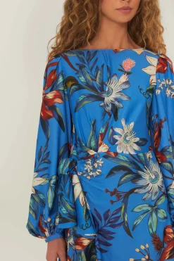 FARM Rio Blue Surreal Flowers Wrap LENZING™ ECOVERO™ Mini Dress Sale