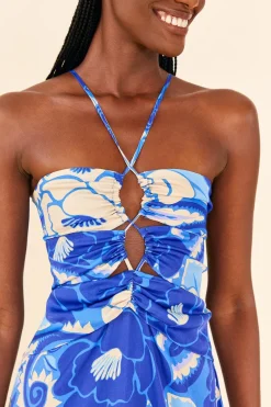 FARM Rio Blue Tropical Groove Lenzing™ Ecovero™ Viscose Midi Dress Hot