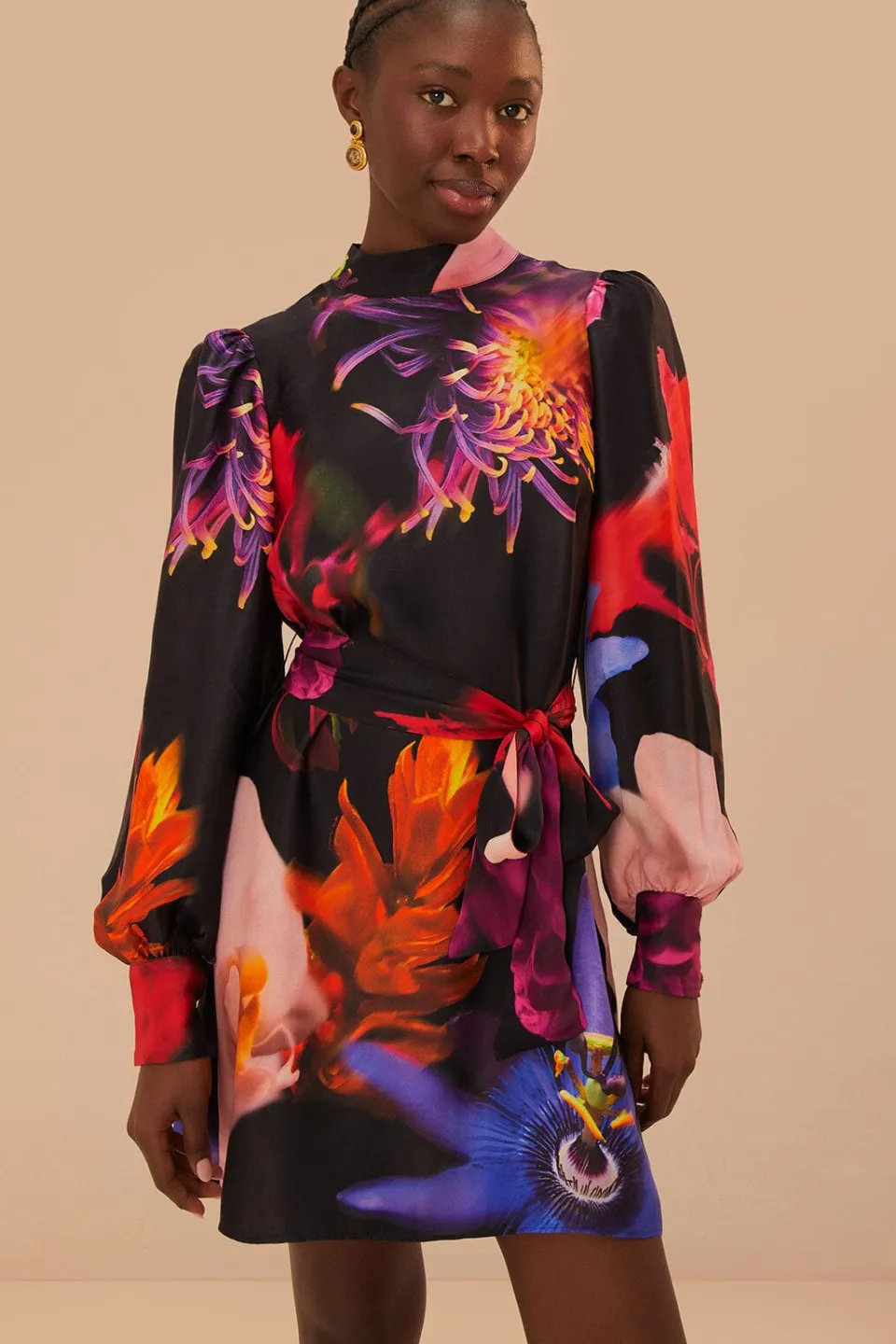 FARM Rio Blurry Floral Black Mini Dress Clearance