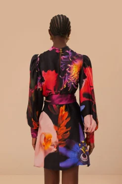 FARM Rio Blurry Floral Black Mini Dress Clearance