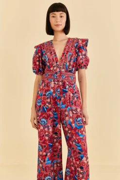 FARM Rio Blush Floral Birds Jumpsuit New
