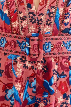 FARM Rio Blush Floral Birds Jumpsuit New