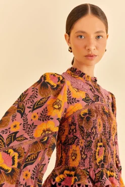FARM Rio Blush Garden Bloom Smocked Blouse Best
