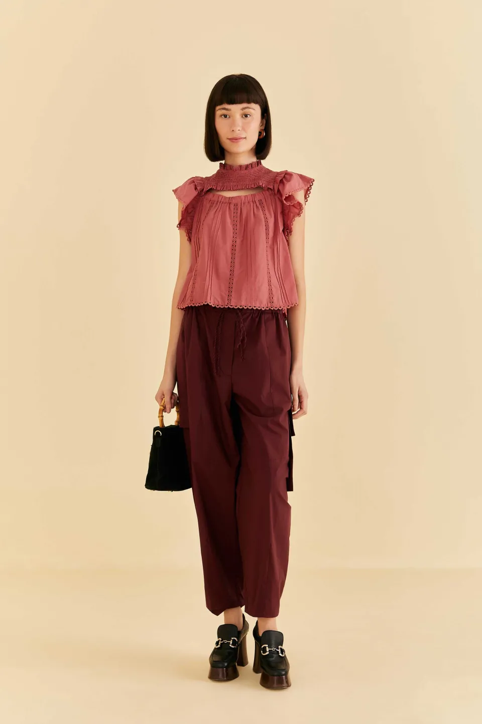 FARM Rio Blush Ruffles Blouse Outlet