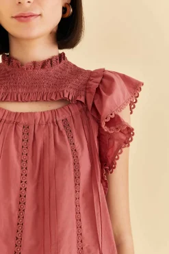 FARM Rio Blush Ruffles Blouse Outlet