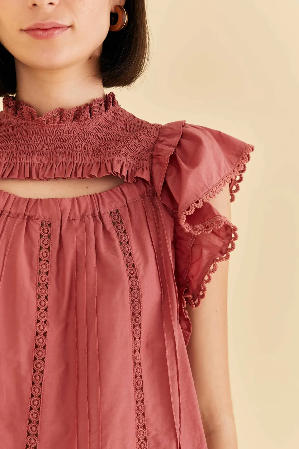 FARM Rio Blush Ruffles Blouse Outlet