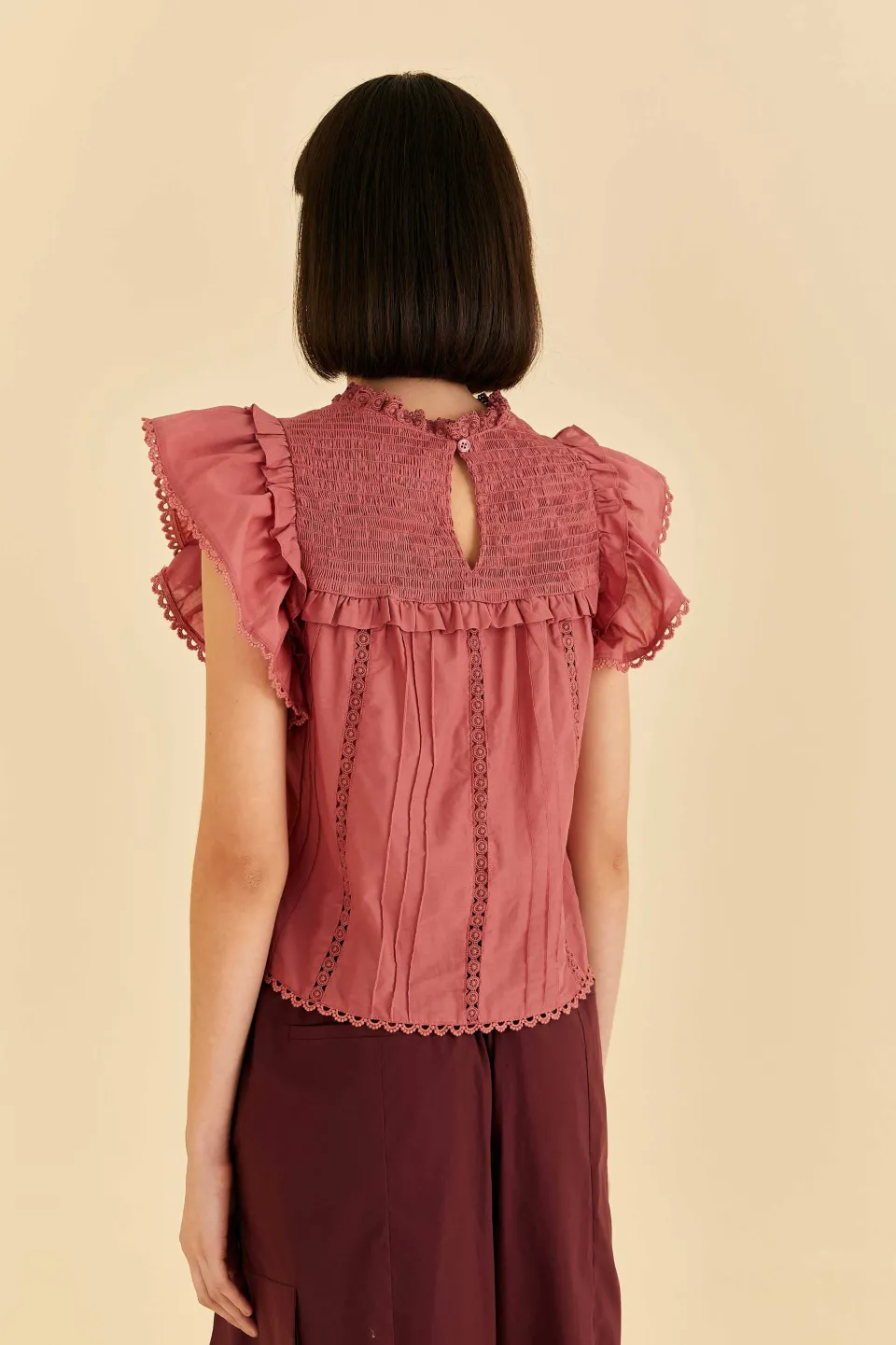 FARM Rio Blush Ruffles Blouse Outlet