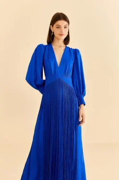 FARM Rio Bright Blue Fringes Maxi Dress Outlet