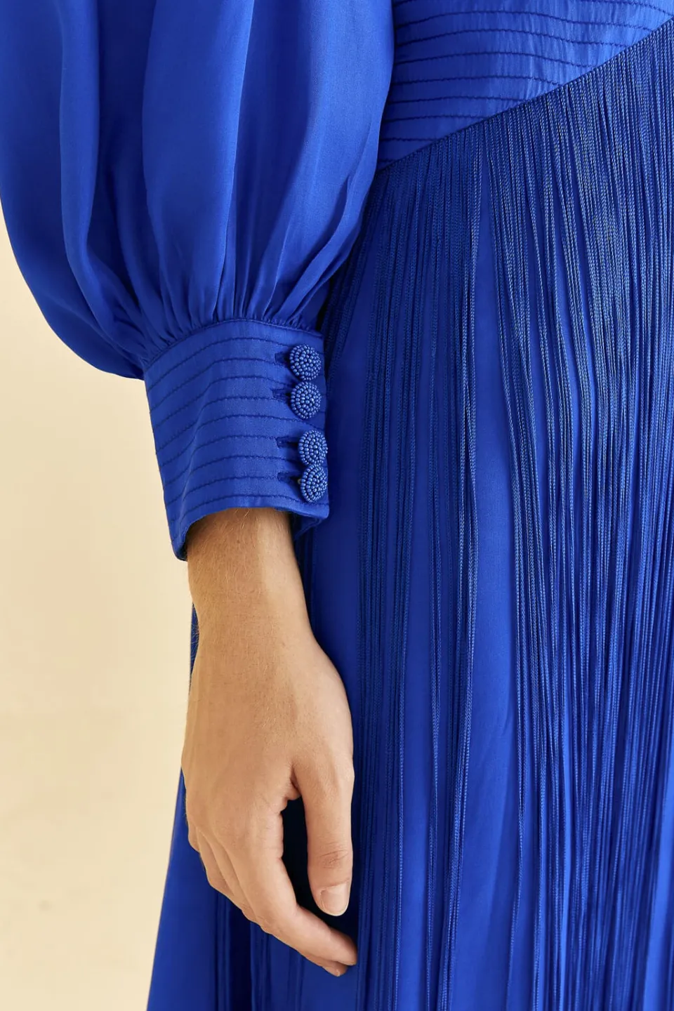 FARM Rio Bright Blue Fringes Maxi Dress Outlet