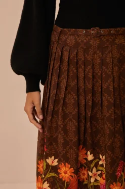 FARM Rio Brown Charming Garden Midi Skirt Sale