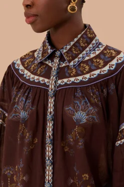 FARM Rio Brown Embroidered Garden Blouse Sale