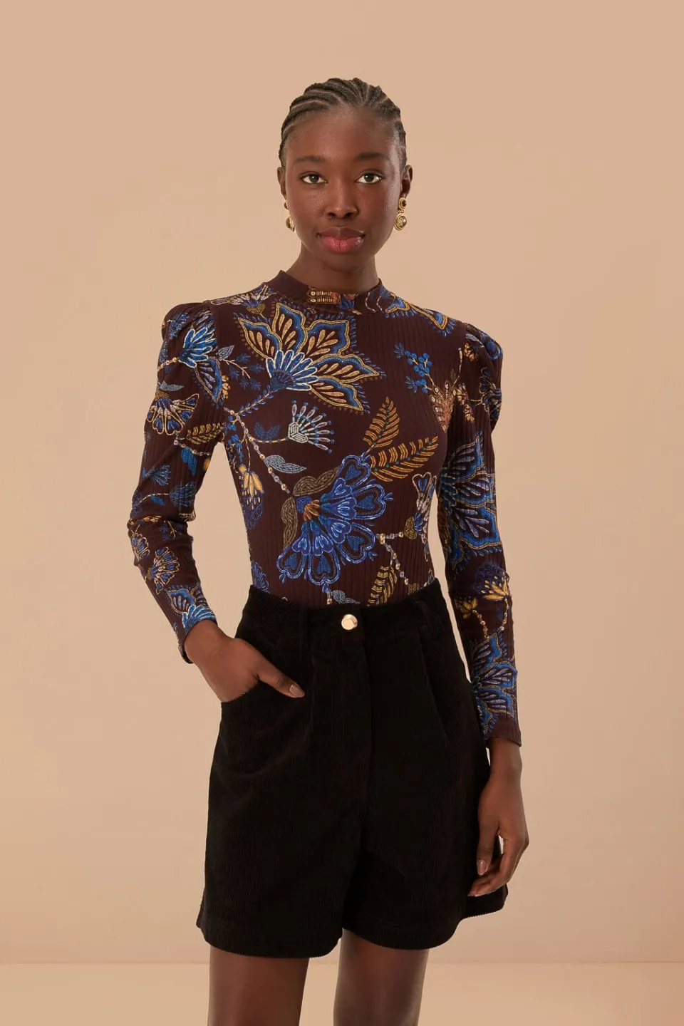 FARM Rio Brown Embroidered Garden Bodysuit Clearance