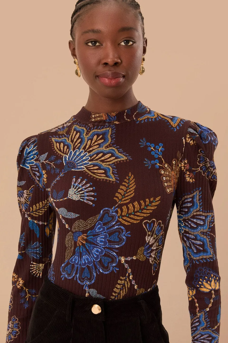 FARM Rio Brown Embroidered Garden Bodysuit Clearance