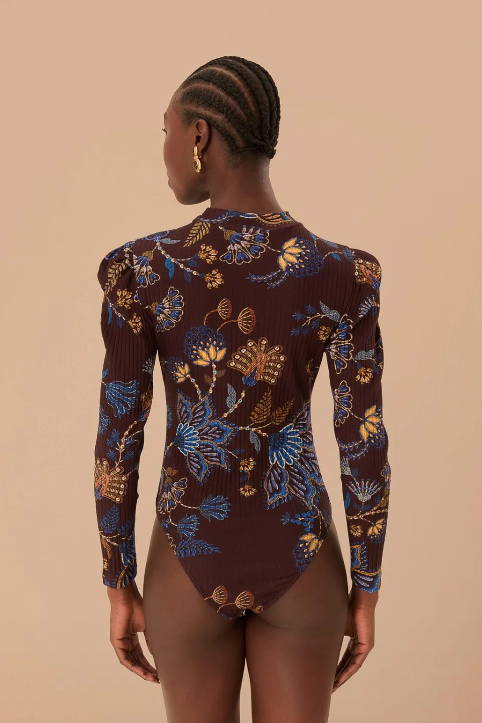 FARM Rio Brown Embroidered Garden Bodysuit Clearance