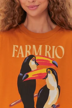 FARM Rio Brown Toucan Organic Cotton Relaxed T-Shirt New