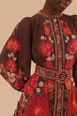 FARM Rio Brown Gigi Tapestry Mini Dress Clearance