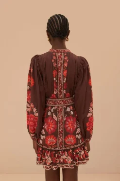 FARM Rio Brown Gigi Tapestry Mini Dress Clearance