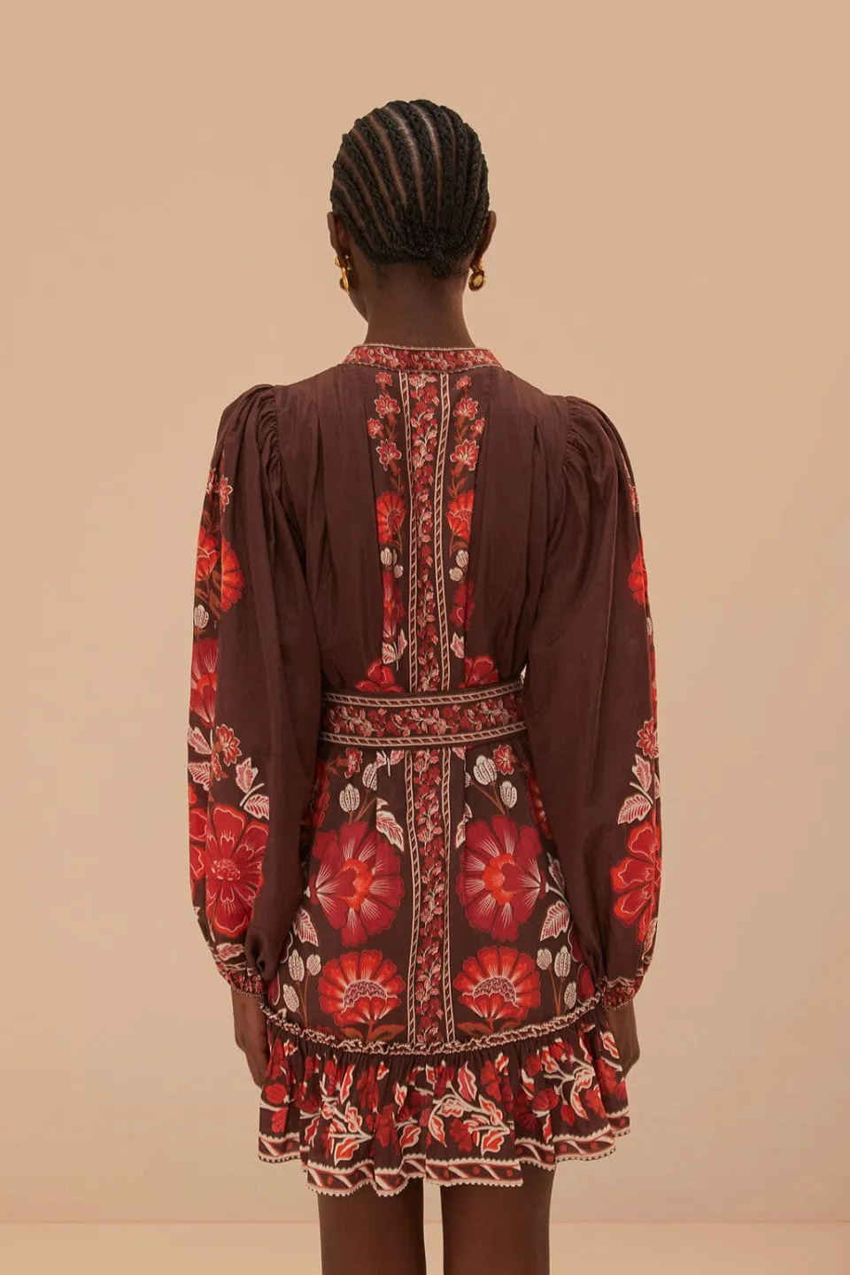 FARM Rio Brown Gigi Tapestry Mini Dress Clearance