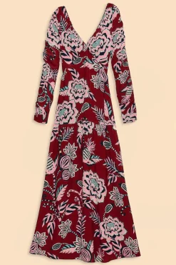 FARM Rio Burgundy Pineapple Inspiration V Neck Maxi Dress Clearance