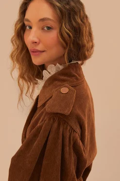 FARM Rio Caramel Corduroy Trench Coat