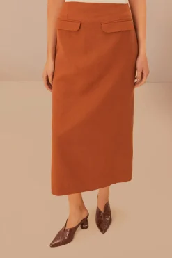 FARM Rio Caramel Midi Skirt