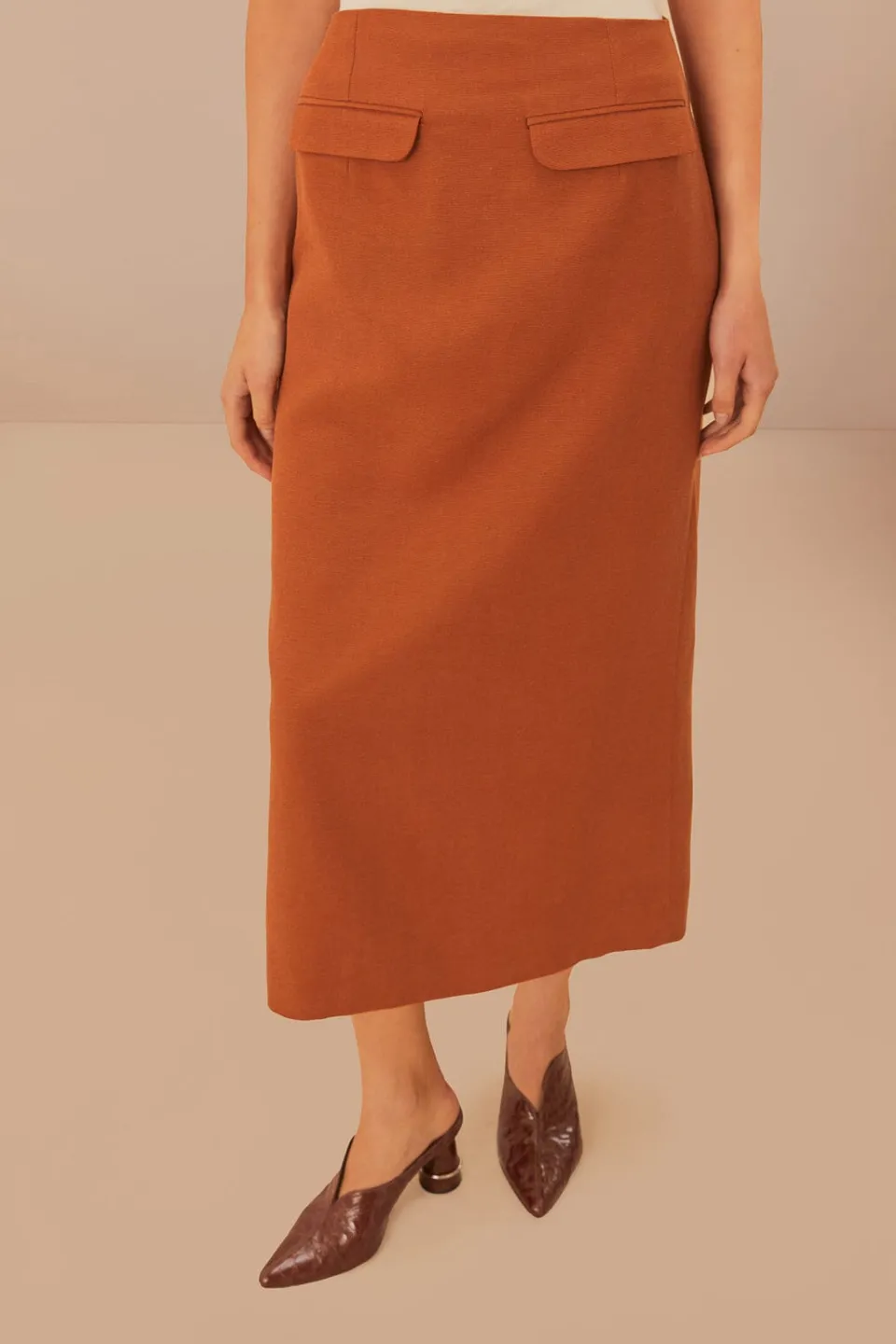 FARM Rio Caramel Midi Skirt